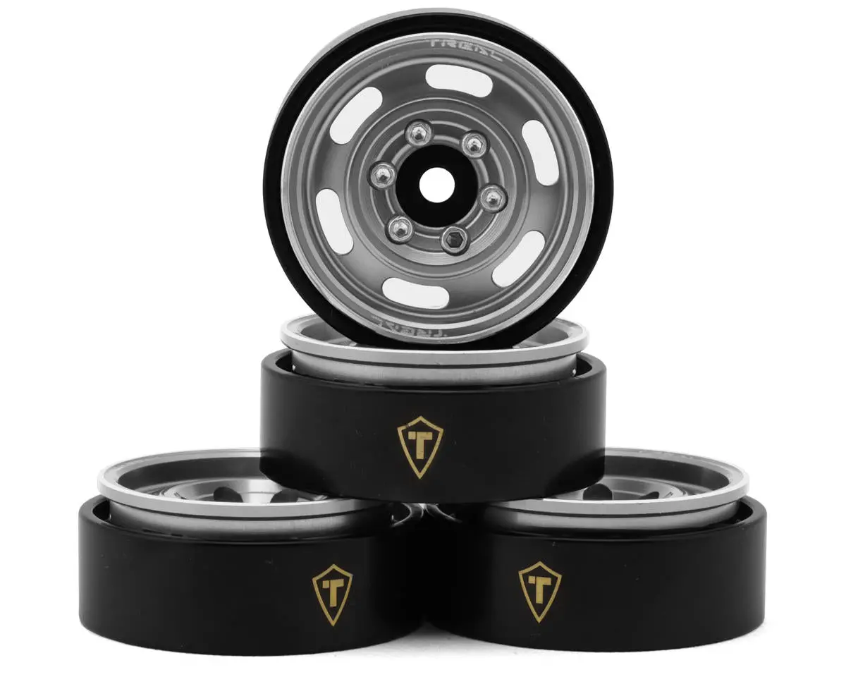 Treal Hobby Type E 1.0" 6-Slot Beadlock Wheels (Silver) (4) (21.9G) 1