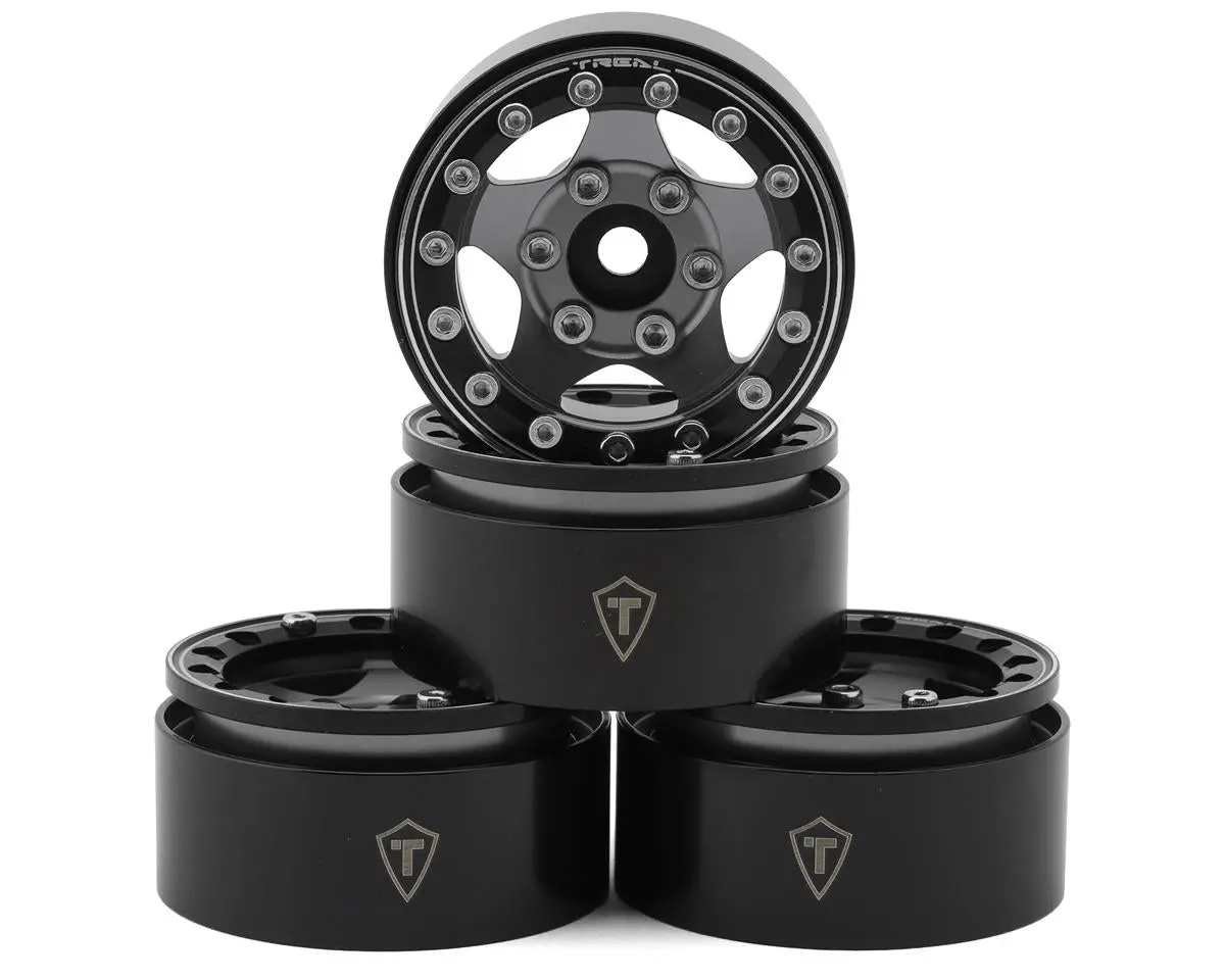 Treal Hobby Type B 1.55" Classic 5-Spoke Beadlock Wheels (Grey) (4) 1