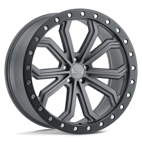 Black Rhino Trabuco 22X10 5X112 Et40 Matte Gunmetal W/ Black Ring & Silver Bolts 1