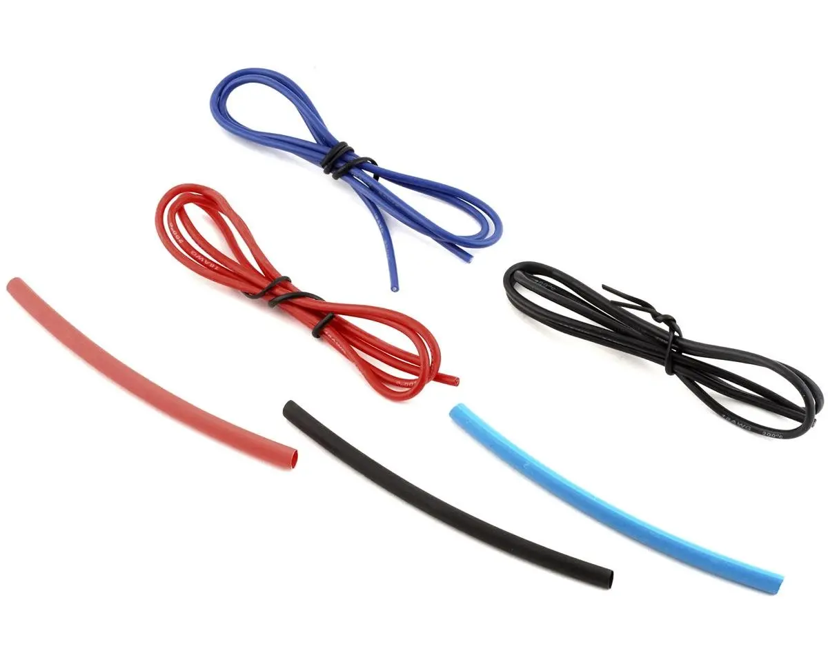 Yeah Racing Silicone Wire Set (Red, Black & Blue) (3) (1.9') (18Awg) W/Heat Shrink 1