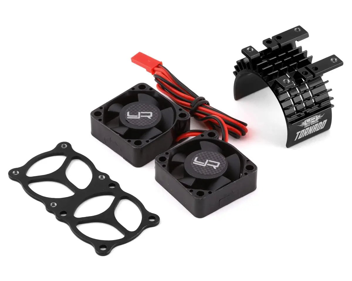 Yeah Racing Aluminum 540/550 Motor Heat Sink W/Twin Tornado Fans (Black) 1