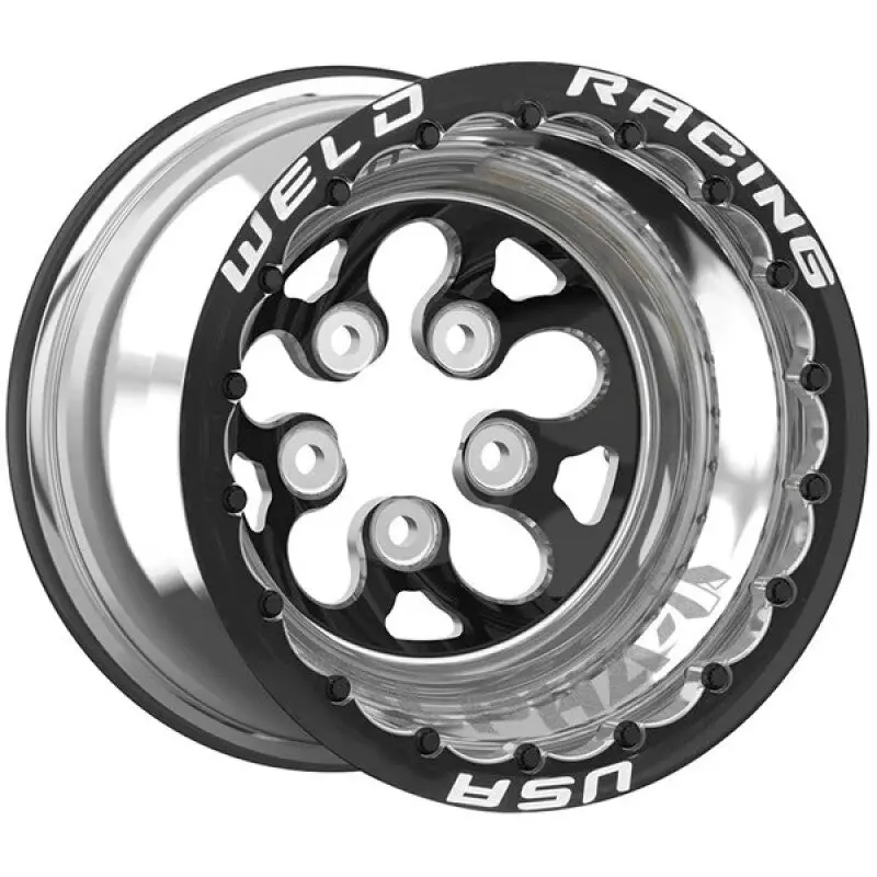 Weld Alpha-1 Pro 15X14 / 5X4.75 Bp / 1 Bs / -165 Offset - Black Ctr Black Mt Wheel Dbl 1