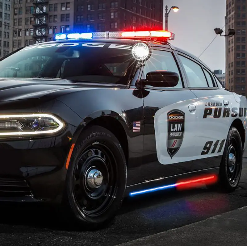 Putco Blade Rocker Sideliners For 2011–2023 Dodge Charger Police Pursuit – Red And White With White Override Accent 1