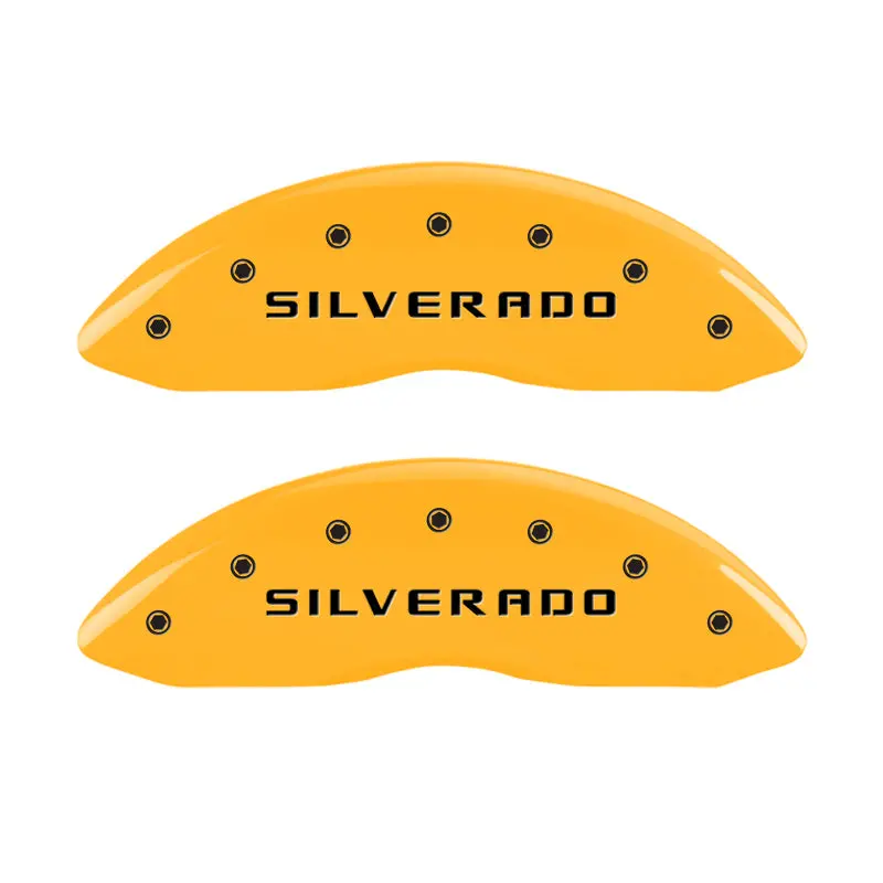 Mgp 2 Caliper Covers Eng Front Silverado Yellow Finish Blk Char 05 Chevy Silverado 1500 1