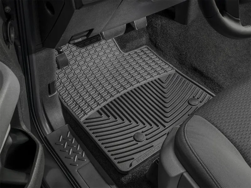 Wt Rubber Floor Mats – Front Row, Black Heavy-Duty Traction Surface 1