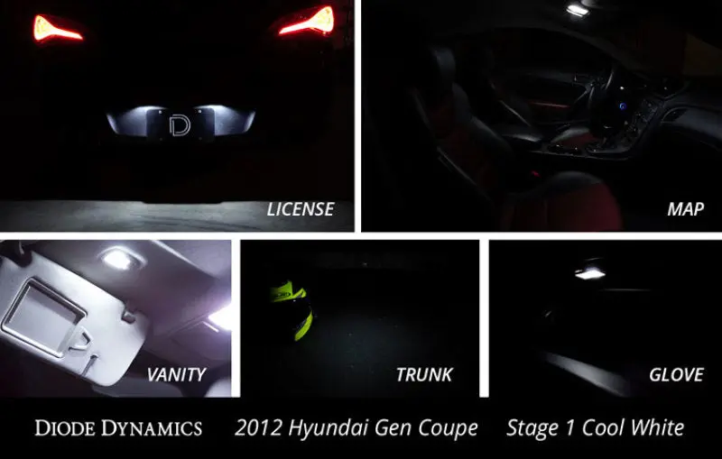 Diode Dynamics Interior Led Kit For 2010–2016 Hyundai Genesis Coupe – Stage 1 Blue Accent Lighting 2