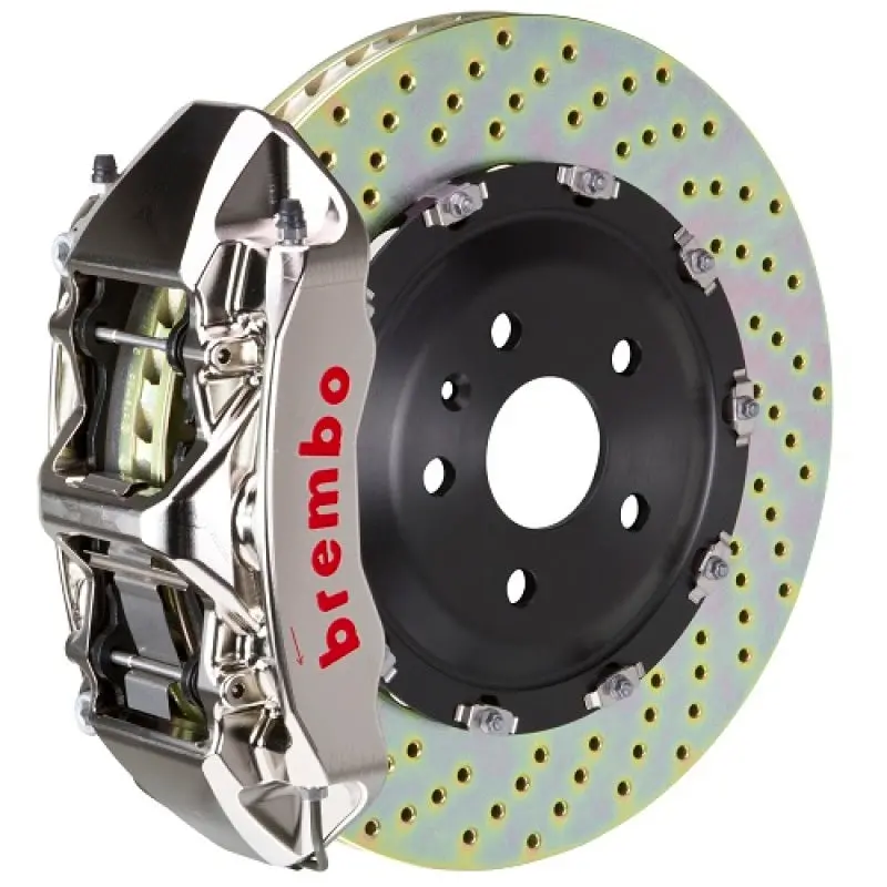Brembo Gtr Big Brake Kit For 2009–2016 Hyundai Genesis Coupe (2.0T & 3.8L) – Front, 6-Piston Billet Calipers, 365X34Mm Two-Piece Drilled Rotors With Nickel Finish 1