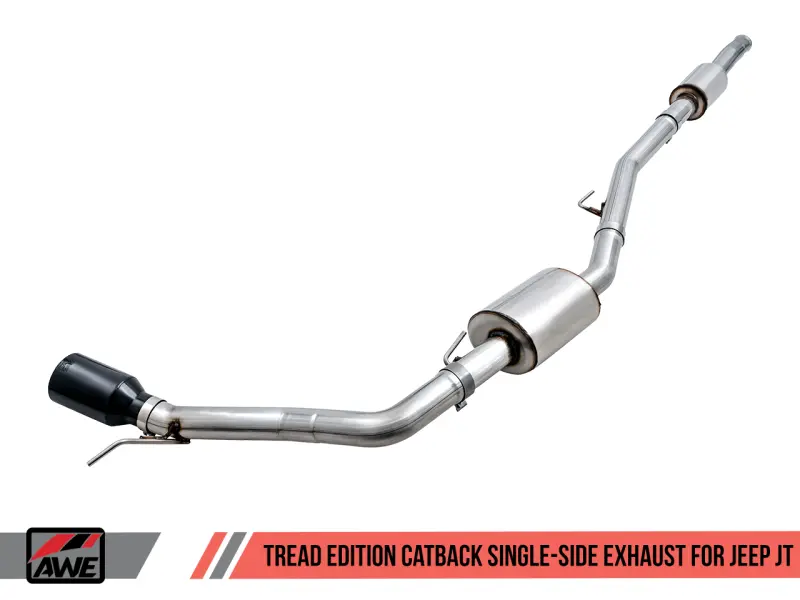 Awe Tuning Cat-Back Exhaust System For 2020–2021 Jeep Gladiator Jt (3.6L) – Tread Edition, Single-Side Exit With Diamond Black Titanium Tips 1