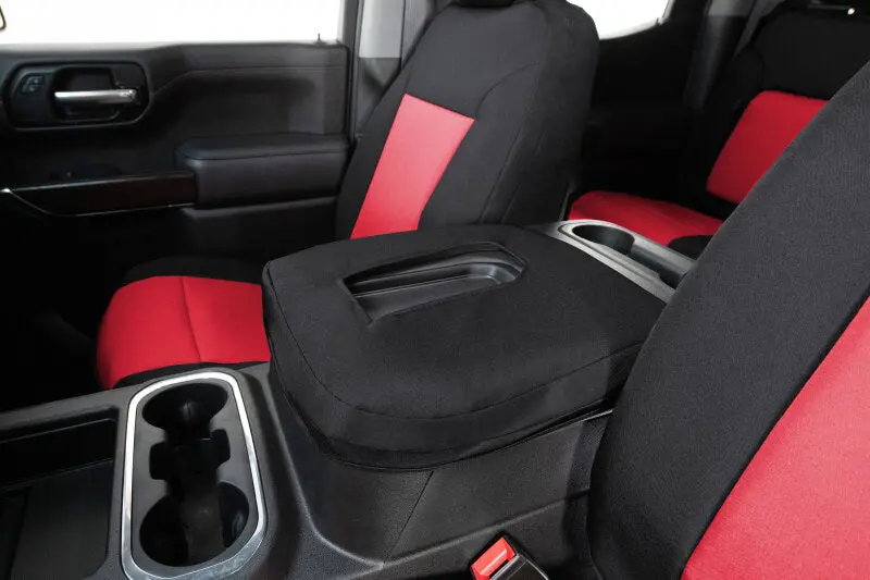 Covercraft Endura Precisionfit Custom Front-Row Seat Covers For 2023–2024 Ford Super Duty – Red/Black 1