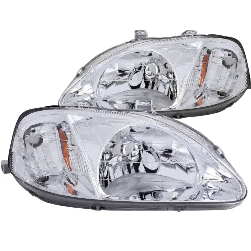 Anzo Chrome-Finished Crystal Headlights For 1999–2000 Honda Civic 1