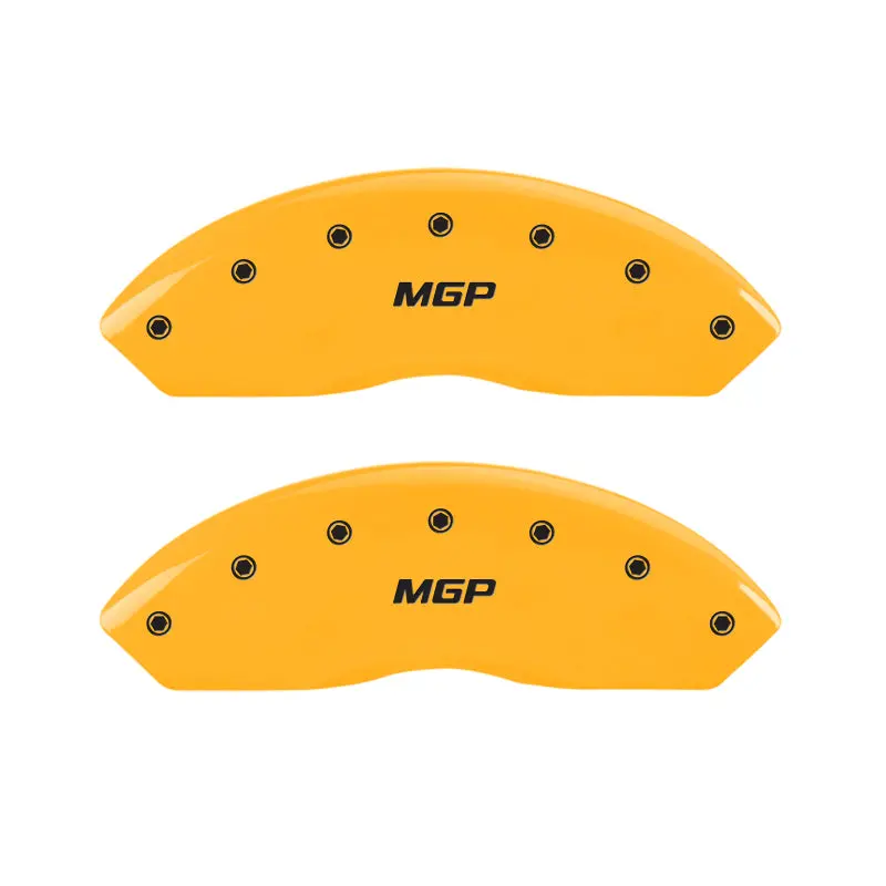 Mgp 4-Piston Caliper Covers – Engraved Front & Rear, Yellow Finish With Black Accent 2