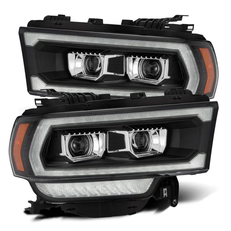 Alpharex Pro-Series Projector Headlights For 2019–2021 Ram 2500 – Plank-Style Black Housing With Signature Activation Light 1