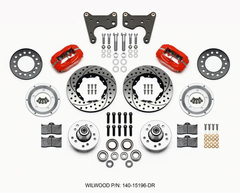 Wilwood Forged Dynalite Front Brake Kit – 11" Drilled Rotors, Red Calipers (1965–1972 Chrysler C-Body Drum-To-Disc Conversion) 1