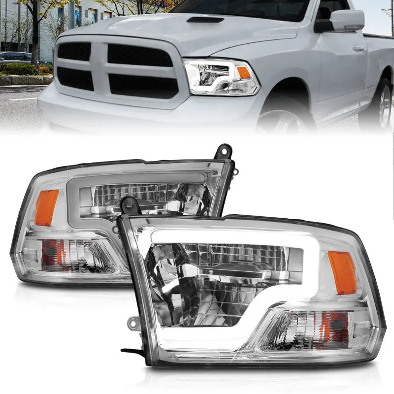 Anzo Full Led Square Projector Headlights – Chrome Housing With Amber Turn Signals, Fits 2009–2020 Dodge Ram 1500 1